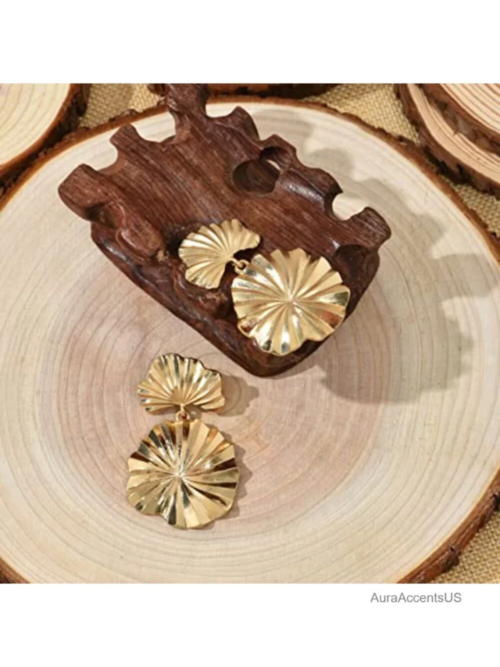 Large Metal Floral Drop Earrings Hypoallergenic Statement Jewelry